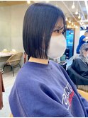 顔周り韓国ボブ前髪×ショコラアッシュ【横浜】