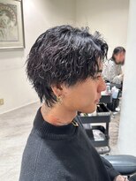波巻きパーマ/マッシュウルフ/センターパート/10代20代30代40代