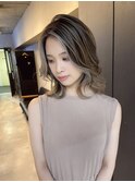 フェイスフレーミングバレイヤージュ、ハイライト、グレージュ