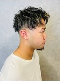 無造作/パーマ/ツーブロック /ホワイトメッシュ/メンズ