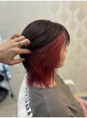 30代40代白髪ぼかしインナーレッドカラー