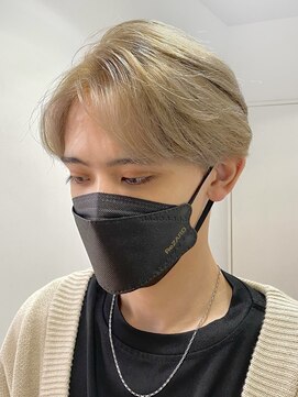 メレ 仙台(Mele) 20代～30代メンズショート×ハイトーンミルクティーベージュ