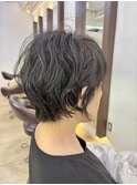 ショートボブ#前下がり#くせ毛風パーマ#ひし形#くびれかわいい