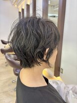 ヘアアーク(HAIR arc)&nbsp;ショートボブ#前下がり#くせ毛風パーマ#ひし形#くびれかわいい