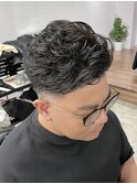 ビジネスパーマ/ブルーブラック/フェザーパーマ/サーフカール
