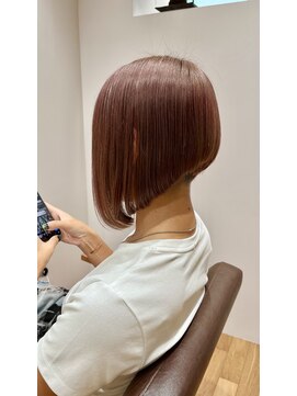 リエート 四条河原町(Lieto) 髪質改善大人女子刈り上げ前下がりボブピンクカラー20代30代40代