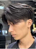 メンズセンターパートウルフセンターパートニュアンスパーマ襟足