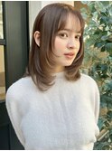 小顔見せ♪顔周りレイヤーのナチュラルミディ×フォギーベージュ