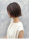 くびレイヤーエモージュグレージュカラーくびれショート【立川】