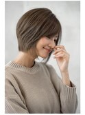 大人かわいい前髪セシルカットココアブラウンフリンジウェーブ