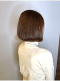  20代30代ミニボブココアブラウン小顔美肌ストレート丸み