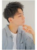 <オバマ>メンズショート波打ち束感アップバング