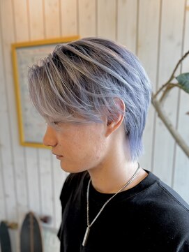 パコ(Paco) メンズセンターパートウルフ/パープルバレイヤージュ