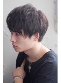 スパイキーショートブルーブラックフェザーパーマサーフカール