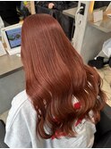 ピンクブラウン/ブリーチなし/暖色カラー