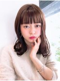Say.ミディアムレイヤーウォームベージュイメチェン前髪２０代