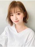 大人かわいいエアリーミディ黒髪モテ髪ボブルフ薄めバング小顔♪