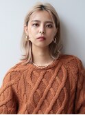 大人かわいい外はね鎖骨ミディアムミストバング20代30代40代50代