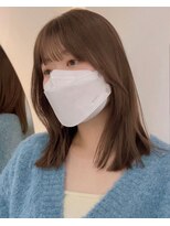 ハニーブラウン_グレージュカラーココアベージュボブウルフ