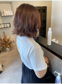 コテ巻き風パーマデジタルパーマボブパーマミディアムピンク