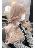 韓国ロングヘア×ピンクベージュ