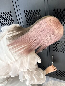 ヲタク(wotaku.) ツートンカラーハイトーンピンクベージュデザインカラーブリーチ