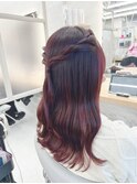 暖色×ハーフアップ