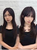 韓国ヘア　2wayバング  レイヤーカット くびれヘア  顔周り