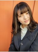 ミディアム ボブ ブラウンカラー