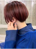 【SHARON】サーモンピンクブラウン×刈り上げショート