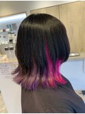 デザインカラー，ツートンカラー，ウルフカット【草加】