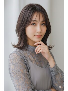 池袋 グレーブラウン 大人ミディアム パープルブラウン 髪質改善