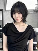 ハロ(Halo) レイヤーボブ/ウルフボブ/黒髪/ぱっつん前髪/小顔/韓国/27