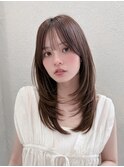 ★ミントベージュワンカールレイヤーハッシュカット小顔カット