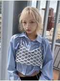 レイヤーボブ×ホワイトブロンド