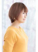 斜めバング&アプリコットオレンジベージュ★大人ガーリーボブa