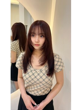 ノク 渋谷(nok) プツっとレイヤースタイル_前髪マチルダボブピンクベージュ