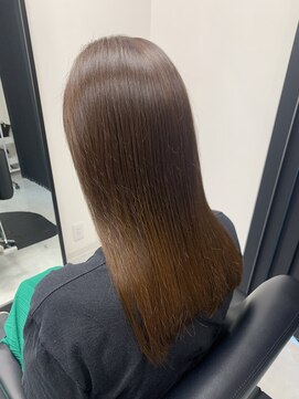 ロングスタイル/髪質改善/透明感カラー/オリーブグリーン