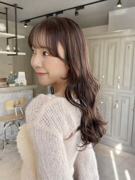 前髪お顔まわりカットブリーチなしカラーチョコレートラベンダー