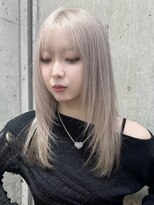 サンク 原宿 表参道(cinq)&nbsp;ヘーゼルベージュピンクベージュハッシュカットレイヤーボブ韓国