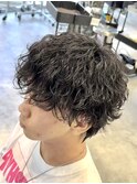 波巻きツイストスパイラルパーマラウンドマッシュ