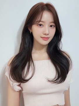 ヘアメイク アージュ 天神西通り店(HAIR MAKE age) チョコレートブラウン センターパート ゆる巻き レイヤー