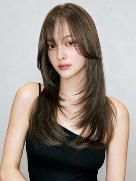 モモ(momo) ロング韓国ヘア顔周りレイヤーおくれ毛_m0002