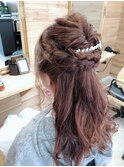 編み込みハーフアップ