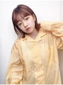 〇ピンクブラウン タッセルボブ ピンクベージュ
