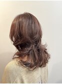 白髪ぼかしハイライト×ピンクベージュ［渋谷］