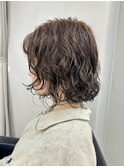 ボブパーマショートパーマミニボブアッシュベージュ切りっぱなし