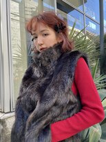 ノラギンザユー(NORA GINZA/U)&nbsp;レイヤーボブ顔まわりカットヘアアレンジオレンジブラウン