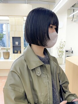 パークレーン アイス イヴェン(park lane ICI yeven) 切りっぱなしボブ　顔まわりレイヤー　ミニボブ　前髪　栄/rena