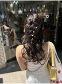 編み込みハーフアップ